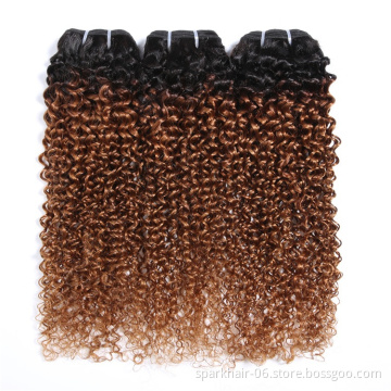 9a 100g SPARK Remy Human Hair Weaving Bundle for Women Weave Hair Extension Brazilian Ombre Black Golden Afro Curly Curl Wave